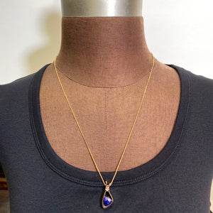 trilliant tanzanite rose gold pendant with diamond