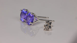 14K White Gold Round Brilliant Tanzanite Studs 2.74cts