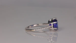 14K White Gold Round Brilliant Tanzanite and Diamond Ring 4.44cts
