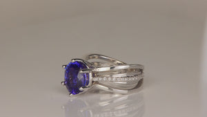 14K White Gold Oval Tanzanite and Diamond Ring 4.30cts