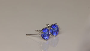 14K White Gold Round Brilliant Tanzanite Studs 2.78 Carats