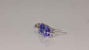 14K White Gold Heart Shape Brilliant Tanzanite Studs 2.79 Carats