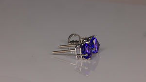 14K White Gold Heart Shape Tanzanite Stud Earrings 2.60 Carats