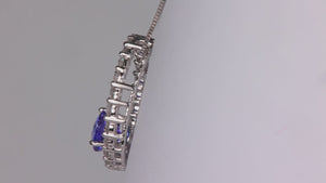 14K White Gold Round Brilliant Tanzanite and Diamond Circle Pendant 2.31cts