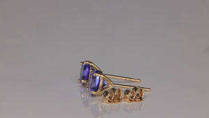 14K Yellow Gold Round Brilliant Tanzanite Studs 1.62 Carats