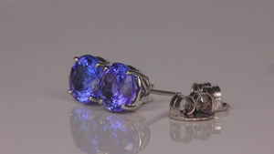 14K White Gold Round Brilliant Tanzanite Studs 3.40 Carats