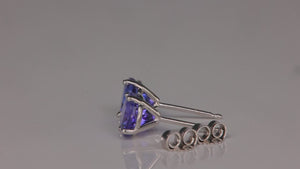 14K White Gold Round Brilliant Tanzanite Stud Earrings 2.55 Carats