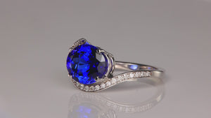 14K White Gold Oval Tanzanite and Diamond Ring by Christopher Michael 5.73cts