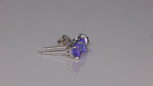 14K White Gold Round Brilliant Tanzanite Studs .98cts