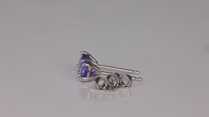 14K White Gold Round Brilliant Tanzanite Studs .77cts