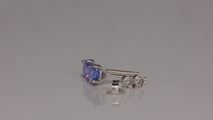 14K White Gold Round Brilliant Tanzanite Studs .85cts