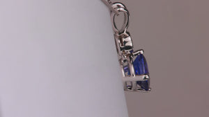 14K White Gold Square Cushion Tanzanite Pendant with Diamond Accent 2.15 Carats