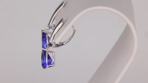 14K White Gold Pear Shape Tanzanite Earrings 3.39 Carats