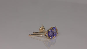 14K Yellow Gold Round Brilliant Tanzanite Studs 1.19cts