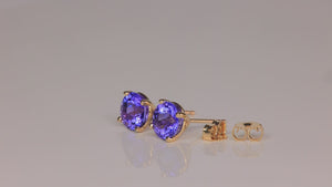 14K Yellow Gold Tanzanite Stud Earrings 2.58 Carats (White Gold Available)