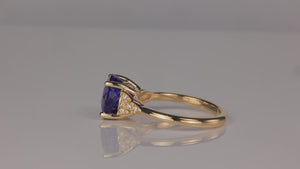 14K Yellow Gold Round Brilliant 3.84ct Tanzanite Ring With Diamonds