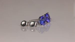 14K White Gold Round Brilliant Tanzanite Stud Earrings 2.43cts
