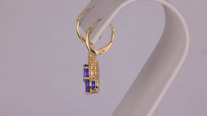 14K Yellow Gold Tanzanite And Diamond Drop Earrings 2.18 Carats