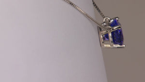 14K White Gold 2.80ct Oval Tanzanite Box Link Necklace