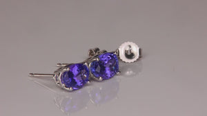 14K White Gold Oval Cut Tanzanite Stud Earrings 2.15 Carats