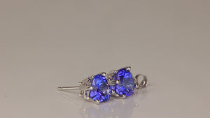 14K White Gold Heart Shape Brilliant Cut Tanzanite Stud Earrings 1.82cts