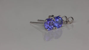 14K White Gold Round Brilliant Tanzanite Studs 1.20 Carats