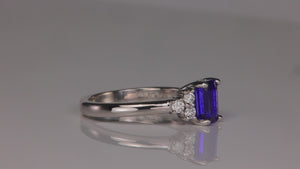 Platinum 1.17ct Emerald Cut Tanzanite and Diamond Ring