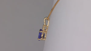 14K Yellow Gold Oval Tanzanite and Diamond Pendant 1.02 Carats