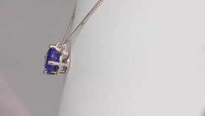 14K White Gold Round Brilliant Tanzanite Necklace 1.66 Carats