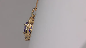14K Yellow Gold 2.59 Carat Oval Tanzanite and Diamond Pendant