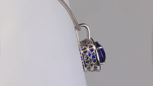 14K White Gold Antique Cushion Tanzanite Pendant by Steve Moriarty 11.37cts