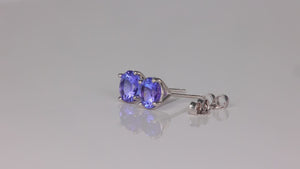 14K White Gold Round Brilliant Tanzanite Studs 2.04 Carats