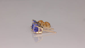 14K Yellow Gold Oval Cut Tanzanite Studs 3.12 Carats