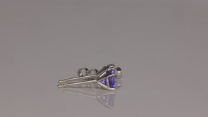 14K White Gold Round Brilliant Tanzanite Stud Earrings .83 Carats