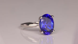 Platinum Oval Cut Tanzanite Ring 7.15 Carats