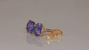 14K Yellow Gold Round Brilliant Tanzanite Studs 2.62 Carats