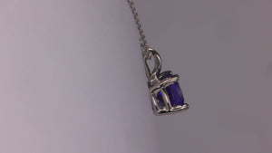 Platinum 1.96 Carat Square Cushion Tanzanite Necklace