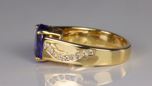 Price Reduced $500 ! 14K Yellow Gold 3.26 Carats Tanzanite And Diamond Ring By Christopher Michael