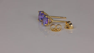14k yellow gold tanzanite studs