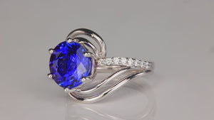 14K White Gold 6.28ct Tanzanite and Diamond Ring By Christopher Michael