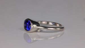 Platinum Bezel Set Oval Tanzanite Ring 2.49 Carats