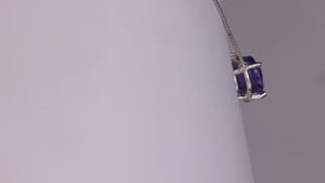 14K White Gold Round Brilliant Tanzanite Box Link Necklace 3.43 Carats