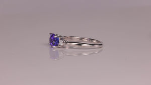 14K White Gold Oval East West Tanzanite and Diamond Ring 1.36cts