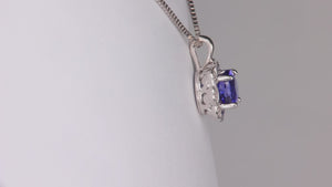 14K White Gold Round Brilliant Cut Tanzanite Pendant 1.23cts With Diamonds
