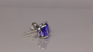 14K White Gold Trilliant Cut Tanzanite Studs 4.41 Carats