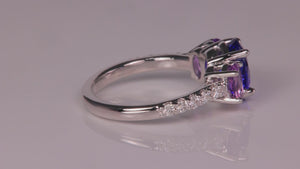 14K White Gold Tanzanite Sapphire and Diamond Ring 1.94 Carats