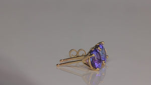 14K Yellow Gold Round Brilliant Tanzanite Stud Earrings 2.32 Carats