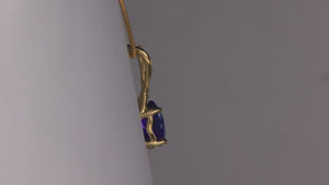 14K Yellow Gold Oval Cut Tanzanite and Diamond Pendant 2.34cts
