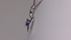 14K White Gold Round Brilliant Cut Tanzanite Pendant .67cts