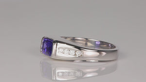 14K White Gold Emerald Cut Tanzanite and Diamond Ring 1.21 Carats